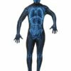 Smiffys X Ray Costume, Second Skin Suit, Blue & Black