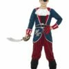 Smiffys Deluxe Pirate Captain Costume, Blue & Red -FANCY THAT FANCY DRESS Sales 21891