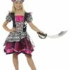 Smiffys Perfect Pirate Girl Costume, Black & Pink