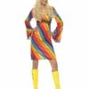 Smiffys Rainbow Hippie Costume, Multi-Coloured -FANCY THAT FANCY DRESS Sales 22442