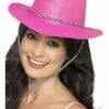 Smiffys Cowboy Glitter Hat, Neon Pink -FANCY THAT FANCY DRESS Sales 24185