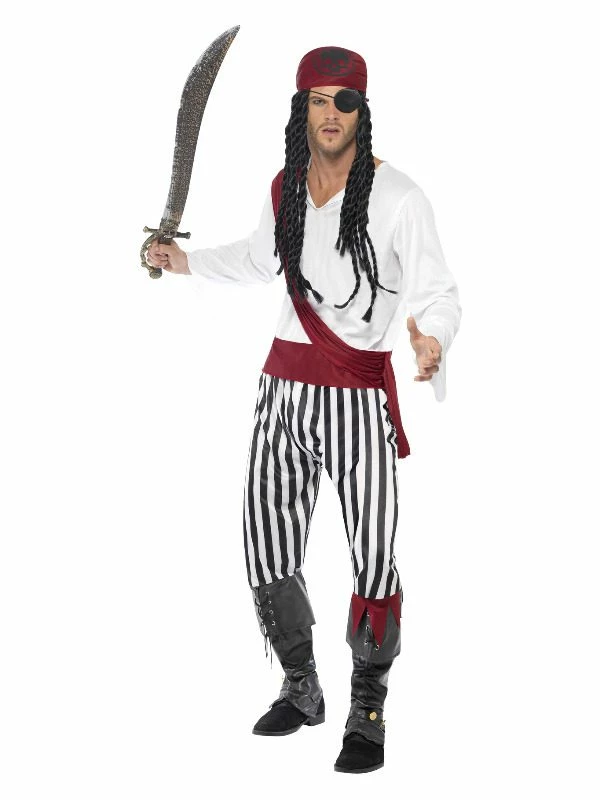Smiffys Pirate Man Costume, Black & White 3 Smiffys Pirate Man Costume, Black & White