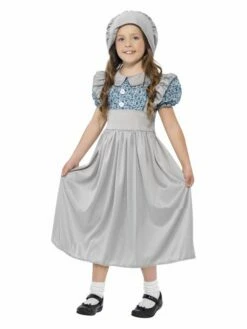 Smiffys Victorian School Girl Costume, Grey