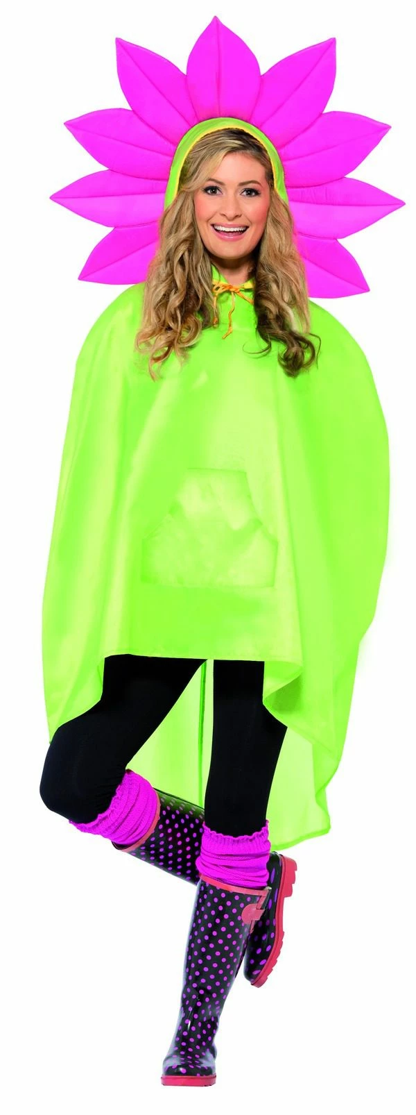 Smiffys Flower Party Poncho, Green 3 Smiffys Flower Party Poncho, Green