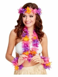 Smiffys Hawaiian 4 Piece Set, Multi-Coloured