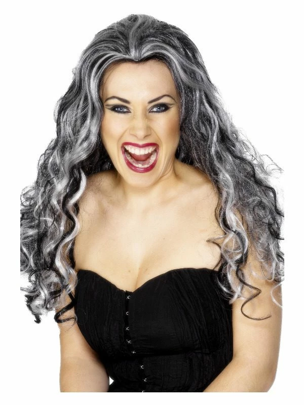 Smiffys Renaissance Vamp Wig, Black & White 3 Smiffys Renaissance Vamp Wig, Black & White