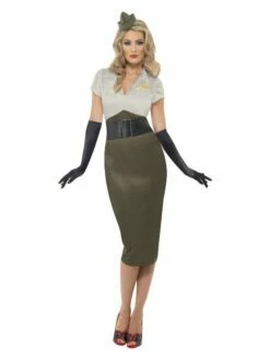 Smiffys WW2 Army Pin Up Spice Darling Costume, Green