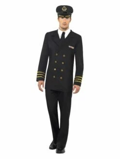 Smiffys Navy Officer Costume, Black