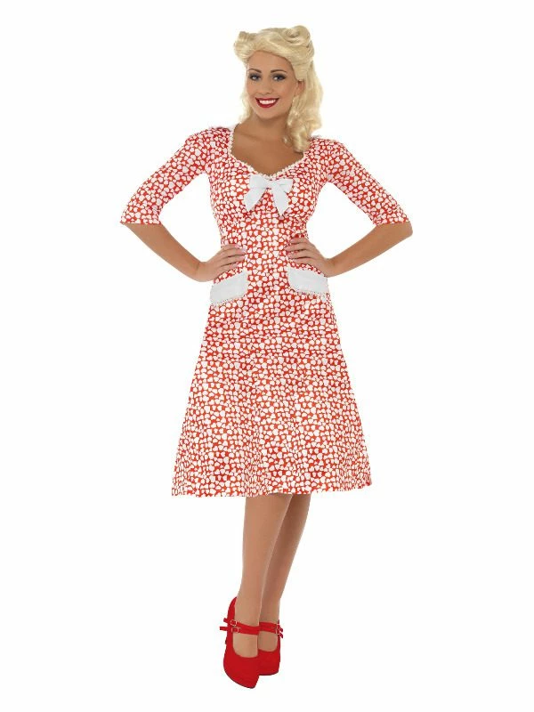 Smiffys WW2 Sweetheart Costume, Red 3 Smiffys WW2 Sweetheart Costume, Red