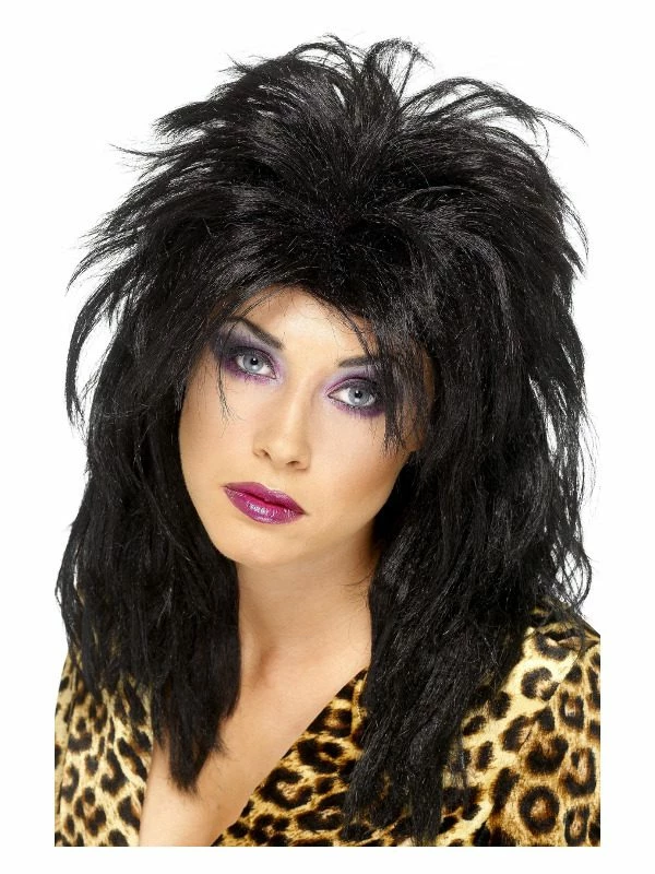 Smiffys 80s Popstar Wig, Black 3 Smiffys 80s Popstar Wig, Black