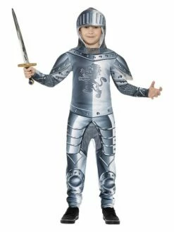 Smiffys Deluxe Armoured Knight Costume, Grey
