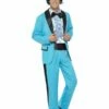 Smiffys 80s Prom King Costume, Blue