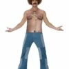 Smiffys Realistic 70s Hairy Chest, Sleeveless Top, Nude