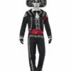 Smiffys Deluxe Day Of The Dead Señor Bones Costume, Black