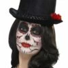 Smiffys Day Of The Dead Top Hat, Black
