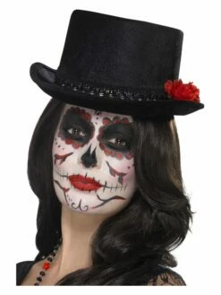 Smiffys Day Of The Dead Top Hat, Black