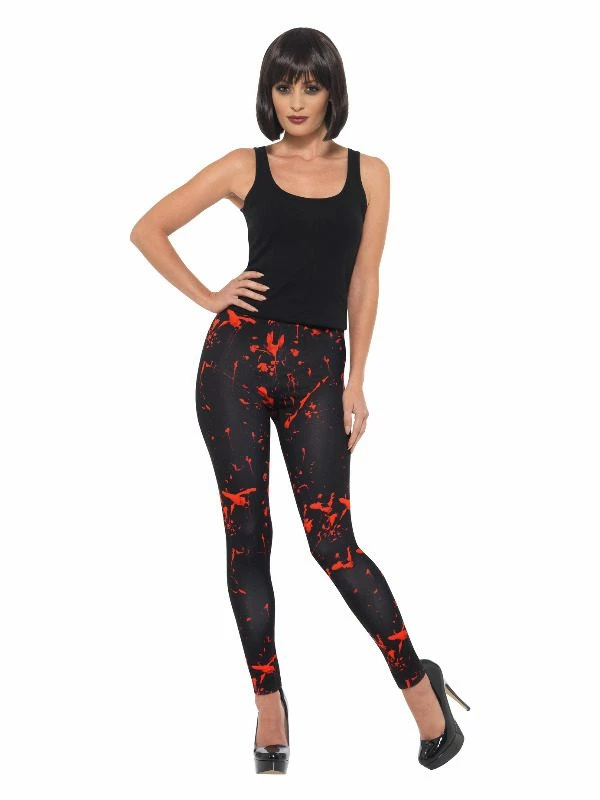 Smiffys Horror Leggings, Black & Red 3 Smiffys Horror Leggings, Black & Red