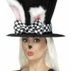 Smiffys Tea Party March Hare Top Hat, Black & White -FANCY THAT FANCY DRESS Sales 45024