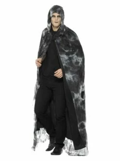 Smiffys Deluxe Spellbound Decayed Cape, Black & Grey