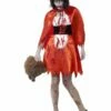 Smiffys Zombie Little Miss Hood Costume, Red
