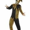 Smiffys Evil Court Jester Costume, Black & Gold