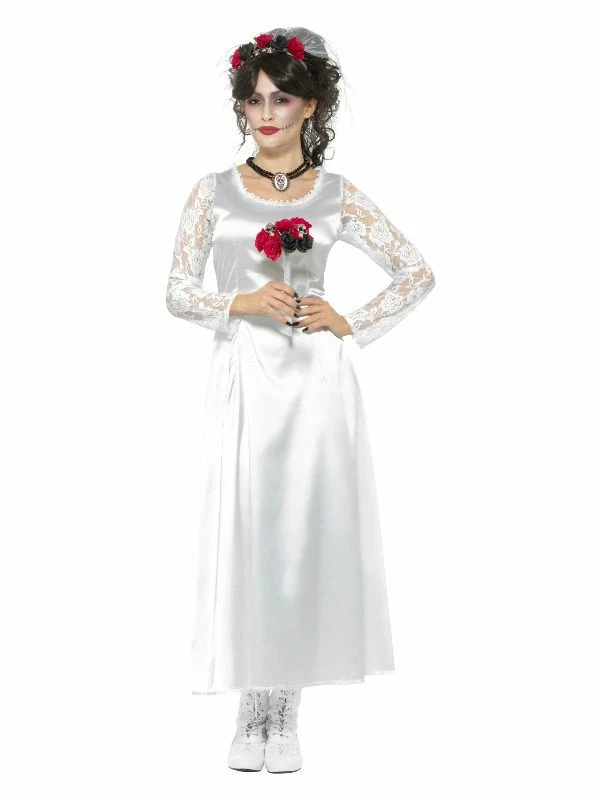 Smiffys Day Of The Dead Bride Costume, White 3 Smiffys Day Of The Dead Bride Costume, White