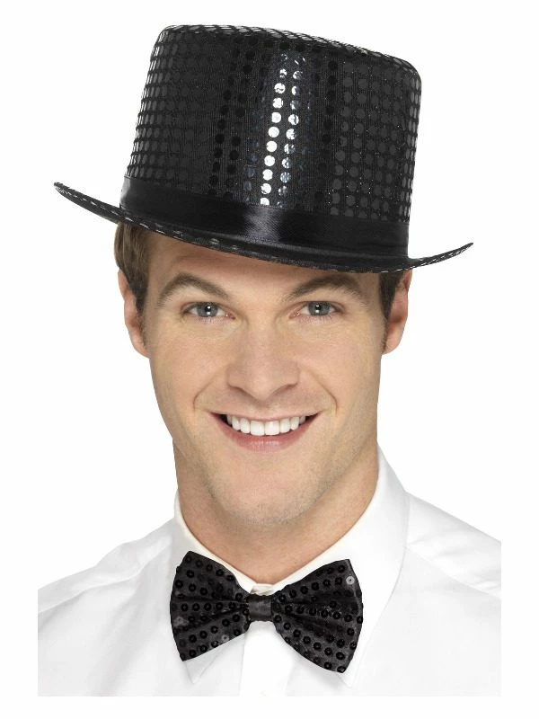 Smiffys Sequin Top Hat, Black 3 Smiffys Sequin Top Hat, Black