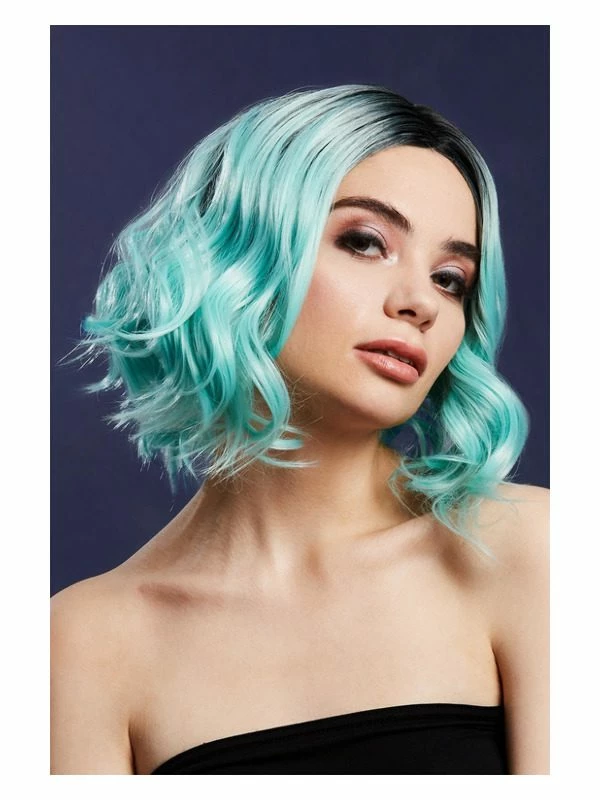 Smiffys Fever Kourtney Wig, Two Toned Blend, Peppermint 3 Smiffys Fever Kourtney Wig, Two Toned Blend, Peppermint