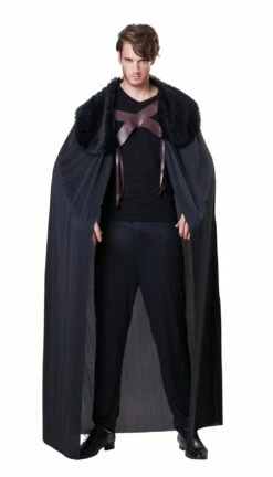 Black Fur Collared Mens Cape