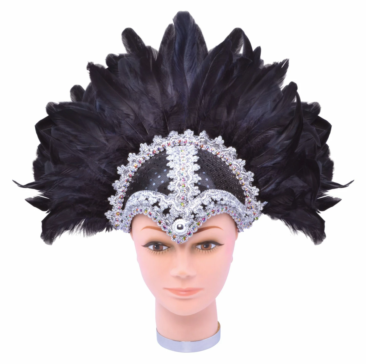 Feather Helmet Black Braiding/Plume 3 Feather Helmet Black Braiding/Plume