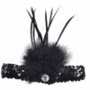 Black Flapper Headband (Sequin With Feather) -FANCY THAT FANCY DRESS Sales BA1023
