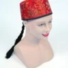 Chinese Mandarin Hat Red Fabric + Plait 2 Chinese Mandarin Hat Red Fabric + Plait -FANCY THAT FANCY DRESS Sales BH442