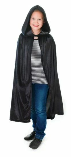 Velvet Hooded Cloak (Various Colours) – Black