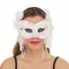 White Velvet + Feathers Mask 1 White Velvet + Feathers Mask -FANCY THAT FANCY DRESS Sales EM336