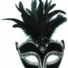 Black Velvet Female + Tall Feathers Mask -FANCY THAT FANCY DRESS Sales EM392