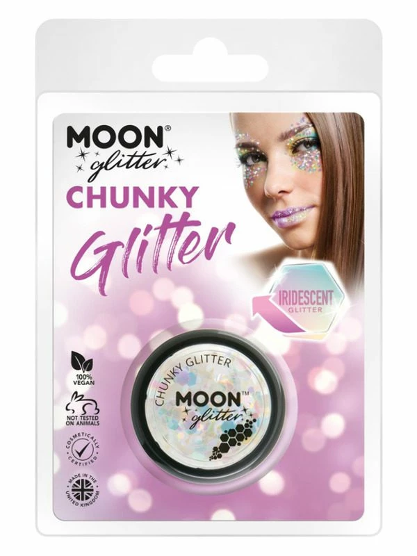 Smiffys Moon Glitter Iridescent Chunky Glitter, White 3 Smiffys Moon Glitter Iridescent Chunky Glitter, White