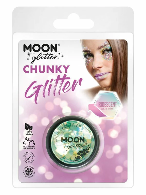 Smiffys Moon Glitter Iridescent Chunky Glitter, Green 3 Smiffys Moon Glitter Iridescent Chunky Glitter, Green
