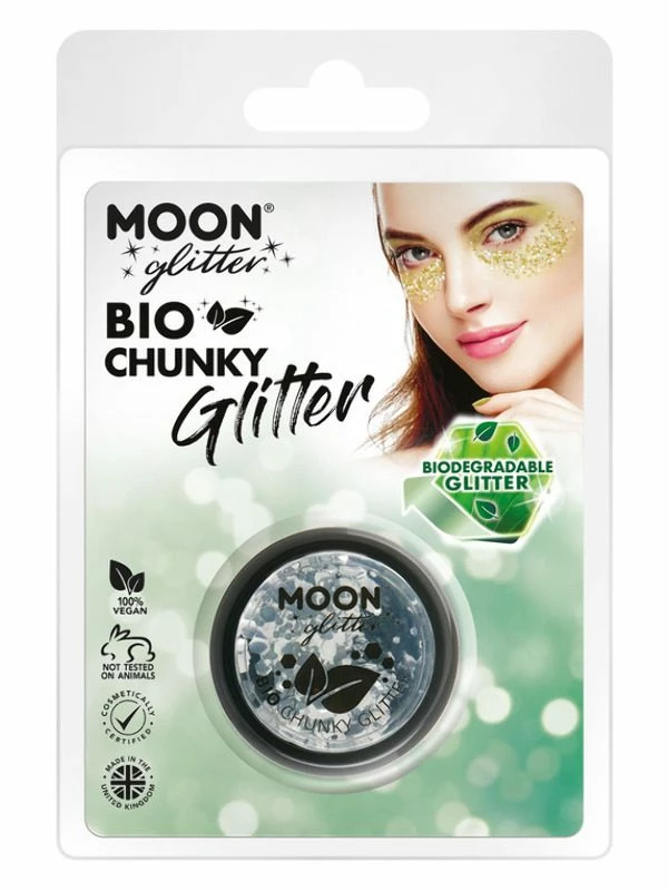 Smiffys Moon Glitter Bio Chunky Glitter, Silver 3 Smiffys Moon Glitter Bio Chunky Glitter, Silver