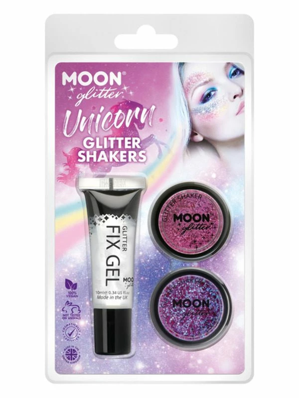 Smiffys Moon Glitter Themed Clamshells, Pink 3 Smiffys Moon Glitter Themed Clamshells, Pink